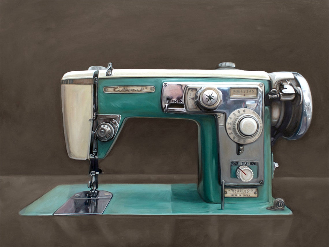 The Wizard Sewing Machine Oil Painting Fine Art Print by Etsy