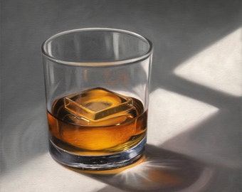 Smooth Whiskey | Cocktail Drink Kitchen Oil Painting Signed Fine Art Print | Direct from Artist