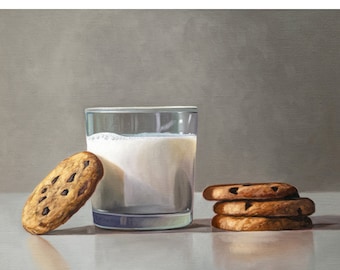 Milk & Cookies | Kitchen Food Oil Painting Signed Fine Art Print | Direct from Artist