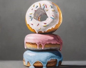 Donut Stack Trio | Oil Painting Signed Fine Art Print | Direct from Artist