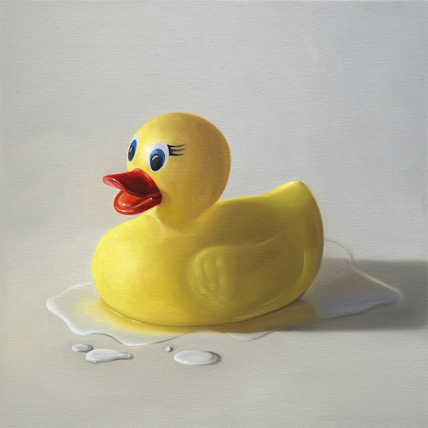 Rubber Ducky Splash | Nursery Bathroom Oil Painting Signed Fine Art Print | Direct from Artist