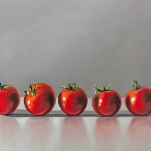 Tomato Quintet | Kitchen Fruit Food Oil Painting Signed Fine Art Print | Direct from Artist