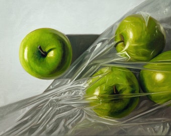 Granny Smith Apples | 14" x 11" Original Oil Painting by Lauren Pretorius