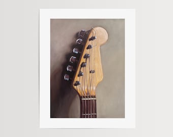 Electric Guitar Head Stock | Oil Painting Signed Fine Art Print | Direct from Artist