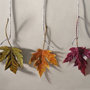 Maple Leaf Trio | Autumn Fall Oil Painting Signed Fine Art Print | Direct from Artist