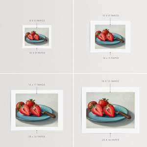 Plato de fresas / Pintura al óleo de frutas de cocina Impresión de bellas artes firmada / Directo del artista imagen 2