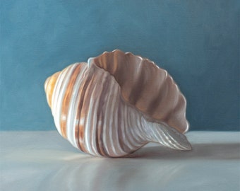 Concha única / Pintura al óleo del océano náutico Impresión de bellas artes firmada / Directo del artista