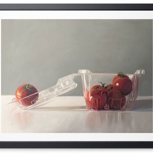 Fine Art Food Kitchen Oil Painting Archival Giclee Print by Artist Lauren Pretorius Carton of Tomatoes