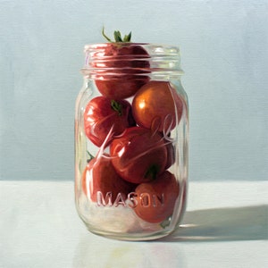 Jar of Tomatoes | Food Kitchen Oil Painting Signed Fine Art Print | Direct from Artist