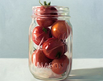 Jar of Tomatoes | Food Kitchen Oil Painting Signed Fine Art Print | Direct from Artist