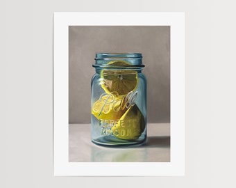 Jar of Lemons | Kitchen Oil Painting Signed Fine Art Print | Direct from Artist