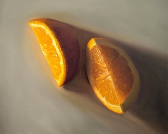 Pair of Orange Wedges | Fruit Oil Painting Signed Fine Art Print | Direct from Artist