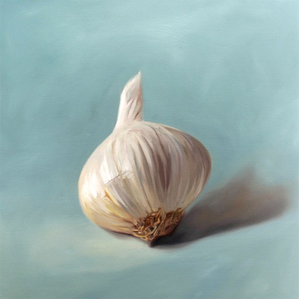 Garlic Bulb | Food Kitchen Oil Painting Signed Fine Art Print | Direct from Artist