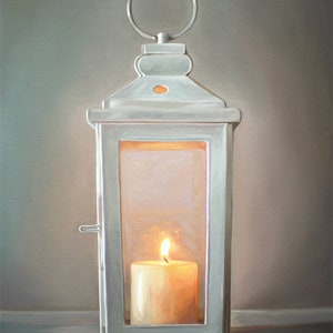 White Candle Lantern Oil Painting Signed Fine Art Print Direct from Artist image 6