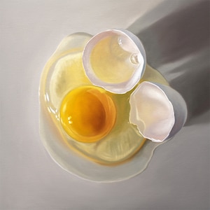 Cracked Egg Art Print – Signed Food Oil Painting Print, Kitchen Wall Decor from Artist