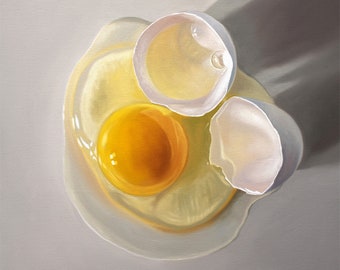 Cracked Egg | Kitchen Food Oil Painting Signed Fine Art Print | Direct from Artist