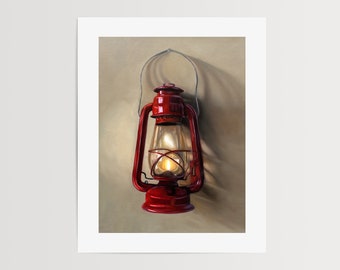 Vintage Red Lantern | Oil Painting Signed Fine Art Print | Direct from Artist