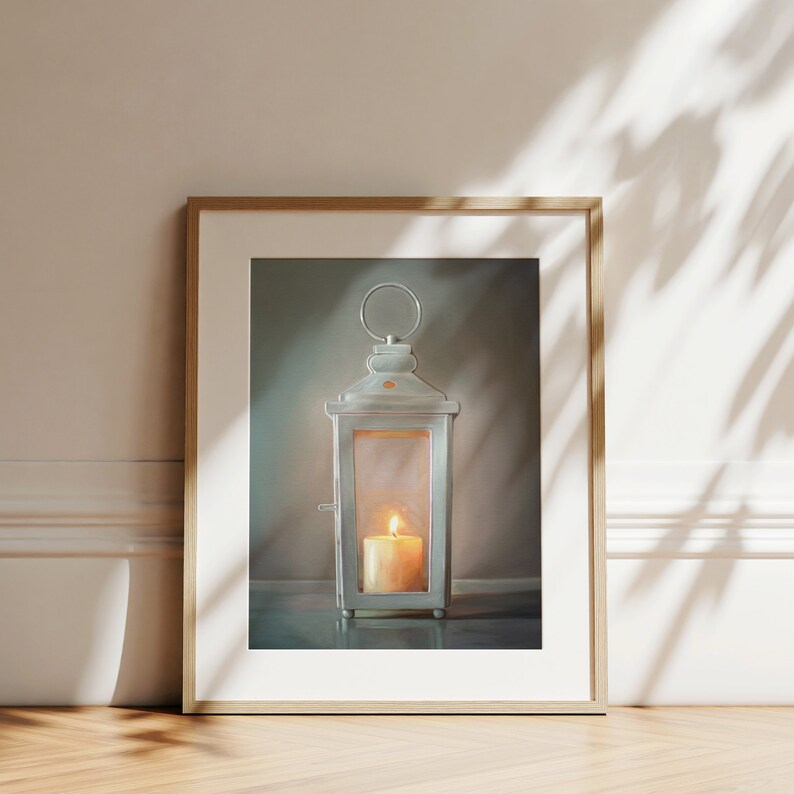White Candle Lantern Oil Painting Signed Fine Art Print Direct from Artist image 4