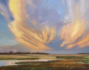River Landscape | Impressionistic Landscape Oil Painting Signed Fine Art Print | Direct from Artist