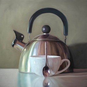 Tea Kettle and Coffee Cup Still Life Art Print