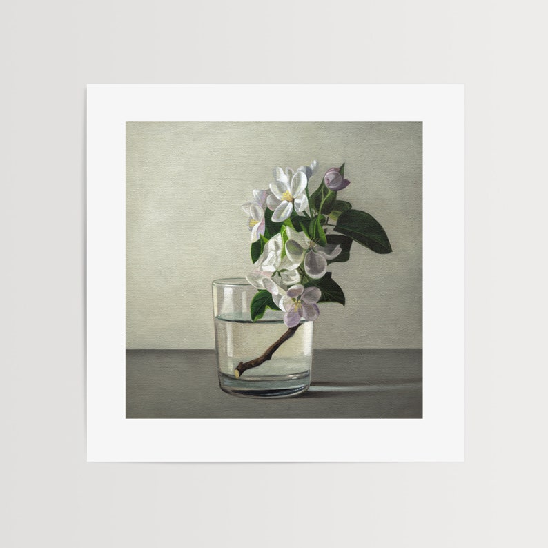 Fleurs de pommier Peinture à l'huile de fleur florale, impression d'art signée Direct de l'artiste image 3