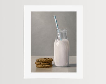 Milk and Cookies | Kitchen Christmas Oil Painting Signed Fine Art Print | Direct from Artist