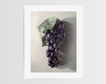 Uvas Concord / Bebida de cóctel Cocina Pintura al óleo firmada Impresión de bellas artes / Directo del artista