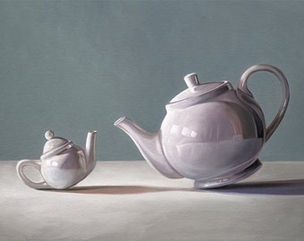 Tiny Teapot | Kitchen Food Oil Painting Signed Fine Art Print | Direct from Artist