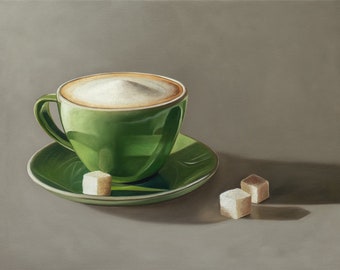 Coffee & Sugar Cubes | 14" x 11" Original Oil Painting by Lauren Pretorius