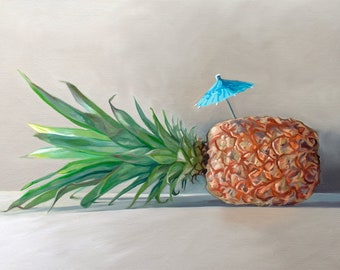 Pineapple Paradise | Kitchen Fruit Food Oil Painting Signed Fine Art Print | Direct from Artist