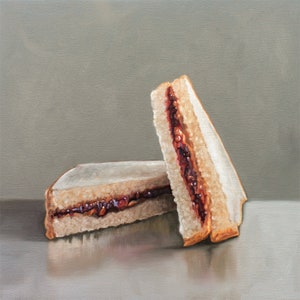 Peanut Butter and Jelly Sandwich | Kitchen Food Oil Painting Signed Fine Art Print | Direct from Artist