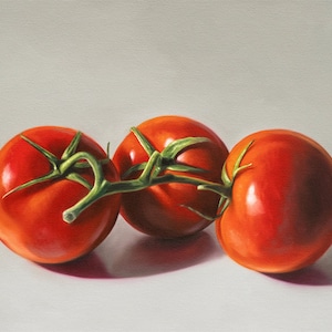 Tomato Trio | Kitchen Fruit Food Oil Painting Signed Fine Art Print | Direct from Artist