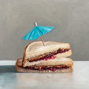Peanut Butter and Jelly Sandwich Paradise | Kitchen Food Oil Painting Signed Fine Art Print | Direct from Artist