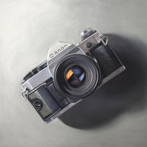 Vintage Film Camera | Still Life Oil Painting Signed Fine Art Print | Direct from Artist