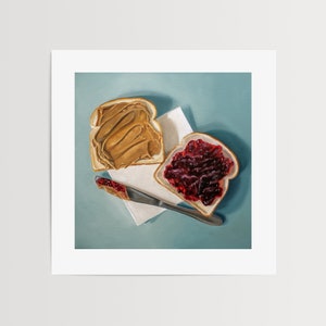 Sandwich au beurre de cacahuète et à la gelée Peinture à l'huile de nourriture, impression d'art signée Direct de l'artiste image 3