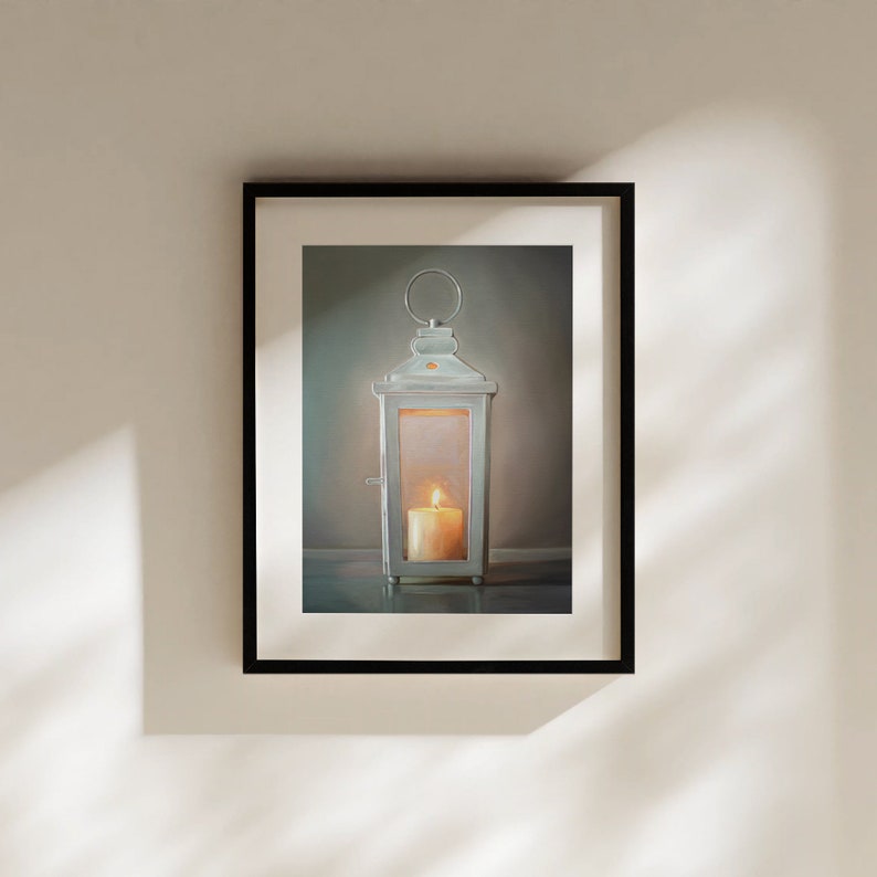 White Candle Lantern Oil Painting Signed Fine Art Print Direct from Artist image 5
