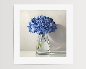 Blue Hydrangeas | Floral Flower Oil Painting Signed Fine Art Print | Direct from Artist