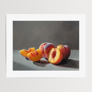 Sunlit Peaches Kitchen Fruit Food Oil Painting Signed Fine Art Print Direct from Artist image 3