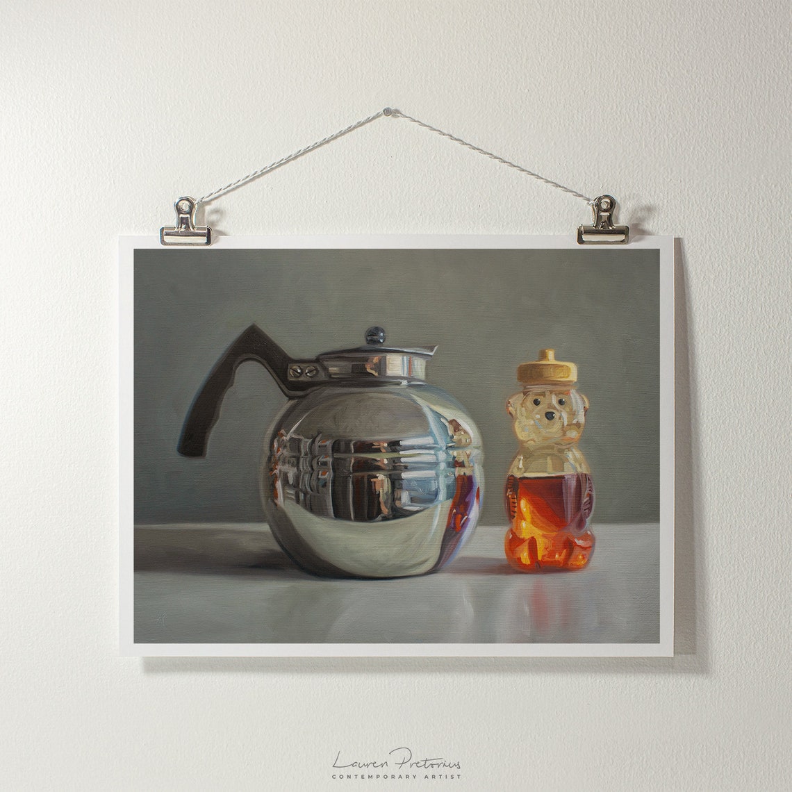 Tea Kettle and Honey Fine Art Kitchen Oil Painting Archival Etsy