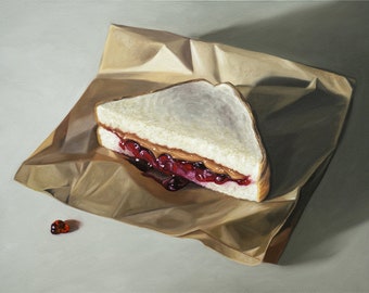 Peanut Butter and Jelly on Parchment | Kitchen Food Oil Painting Signed Fine Art Print | Direct from Artist