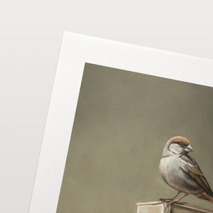 Sparrow & Vintage Books Bird Oil Painting Signed Fine Art Print Direct from Artist image 4