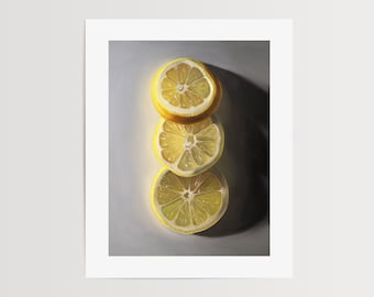 Lemon Slice Trio | Kitchen Oil Painting Signed Fine Art Print | Direct from Artist