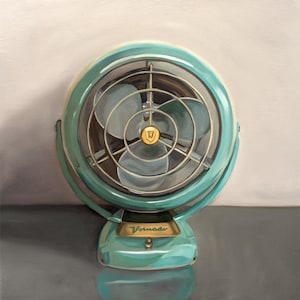 Vintage Turquoise Fan | Still Life Oil Painting Signed Fine Art Print | Direct from Artist