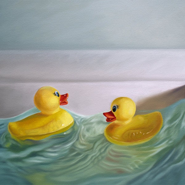 Rubber Ducky Rough Waters | Bathroom Nursery Oil Painting Signed Fine Art Print | Direct from Artist