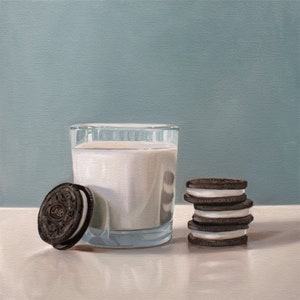 Milk and Cookies | Food Kitchen Oil Painting Signed Fine Art Print | Direct from Artist