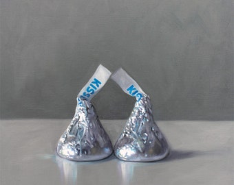 Chocolate Drop Pair | Food Kitchen Oil Painting Signed Fine Art Print | Direct from Artist