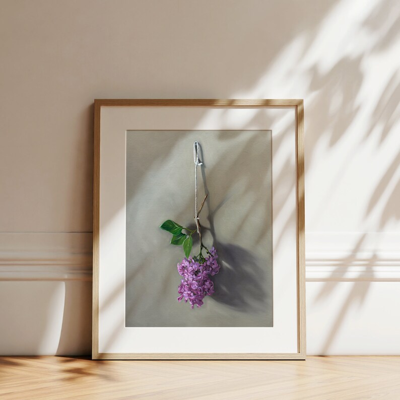 Hanging Lilac Blossoms Floral Flower Oil Painting Signed Fine Art Print Direct from Artist image 4