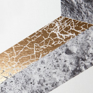 2 prints two-dimensional shapes. B&W rocks and lichens finish texture gold stamping image 3