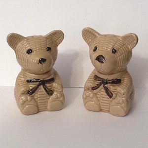 Vintage Ceramic Teddy Bear Salt and Pepper Shaker Set