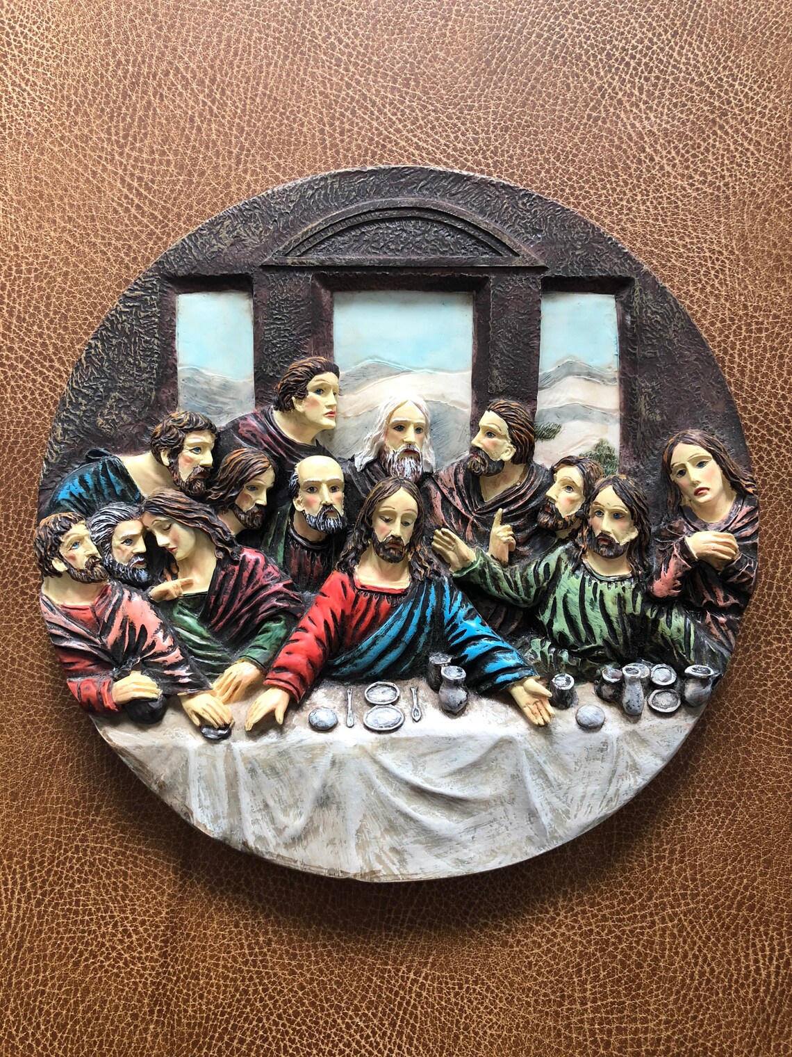Vintage Ceramic Resin the Last Supper Decorate Plate Jesus Etsy
